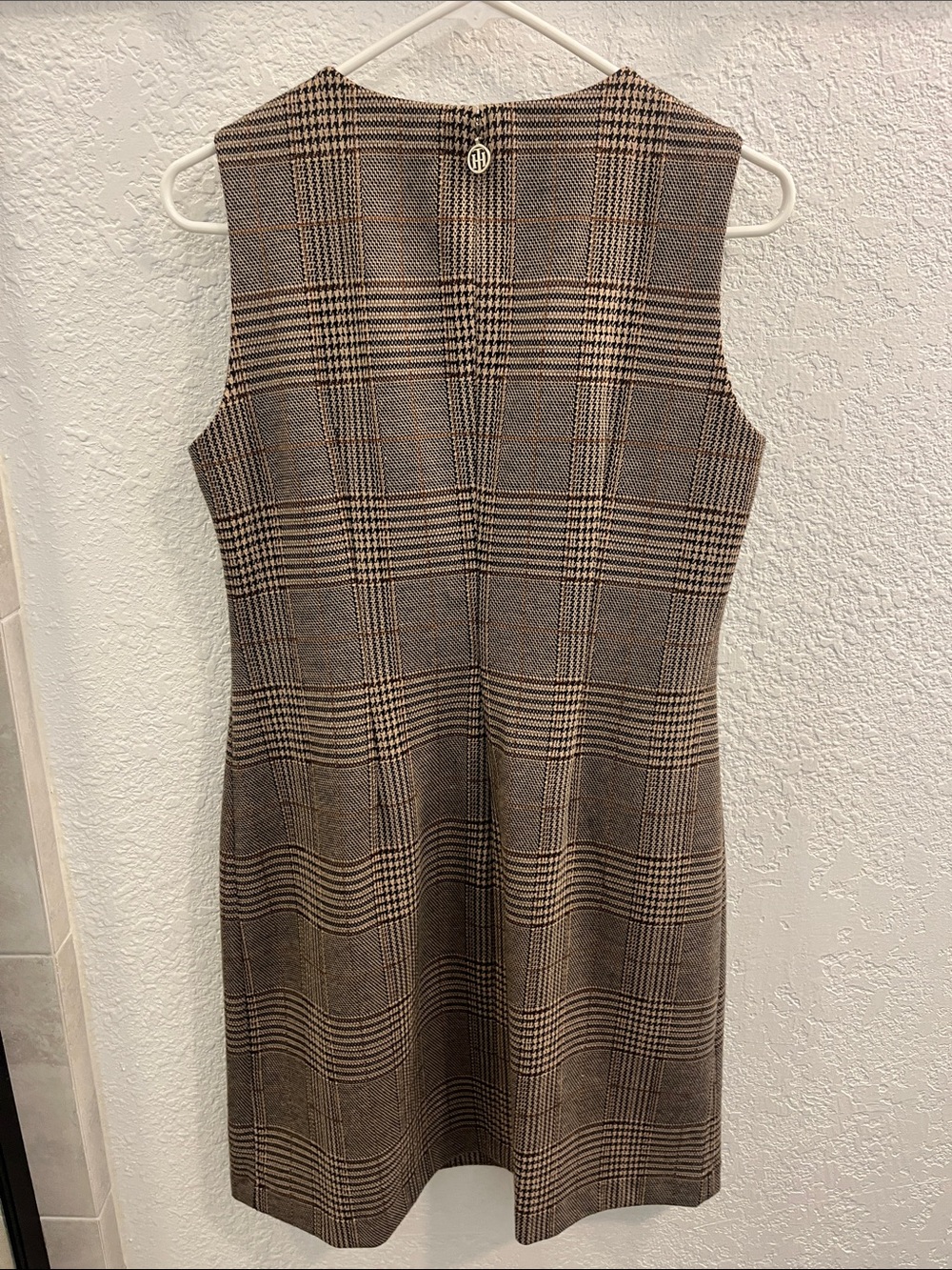 Tommy Hilfiger Plaid Sleeveless Mini Dress in Brown and Black - Picture 3 of 8